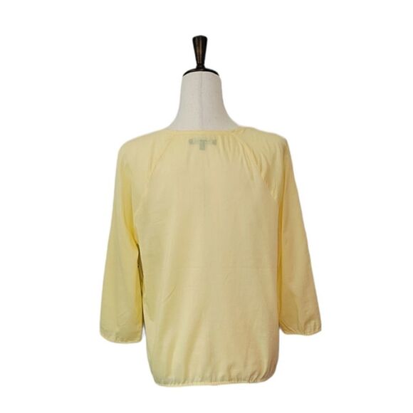 Relativity Yellow Embroidered 3/4 Sleeve Sheer 100% Cotton Summer Blouse Size S - Picture 3 of 10